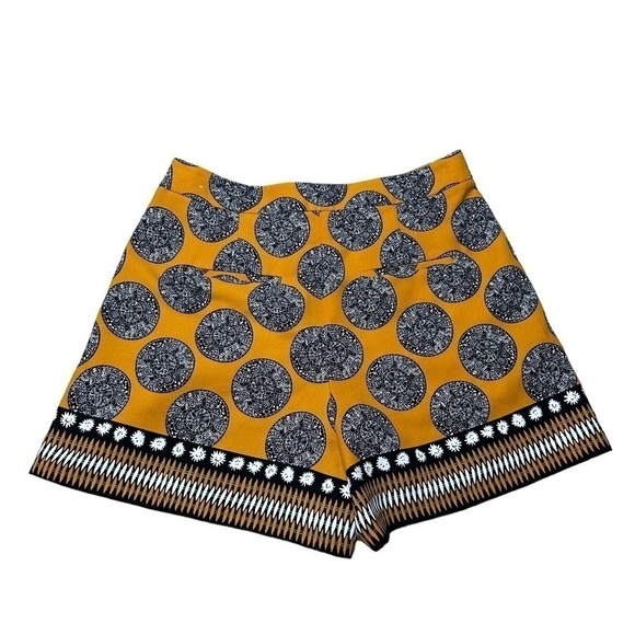 Ann Taylor Mustard Yellow Medallion Print Dressy Casual  Drape Short Size 2 - Picture 12 of 16